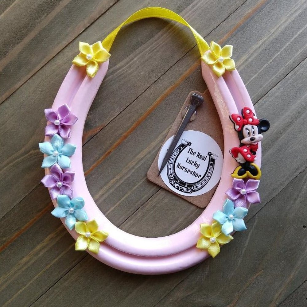 Handcrafted Real Lucky Horseshoe, Baby Shower Gift, Minnie Mouse Nursery Décor